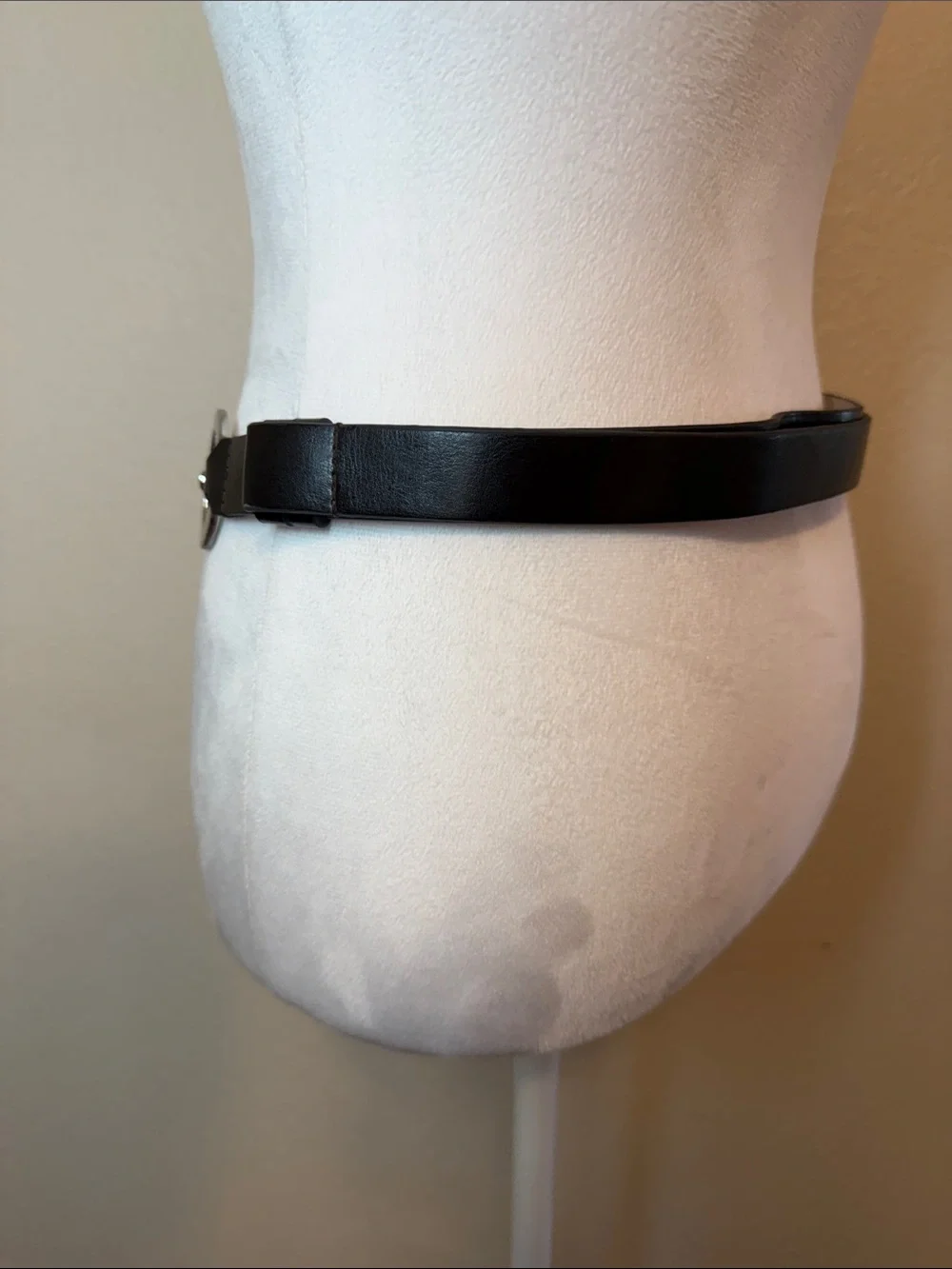 Vintage Chico’s Macara Slouch Chain Link Belt Silver Tone & Black Leather